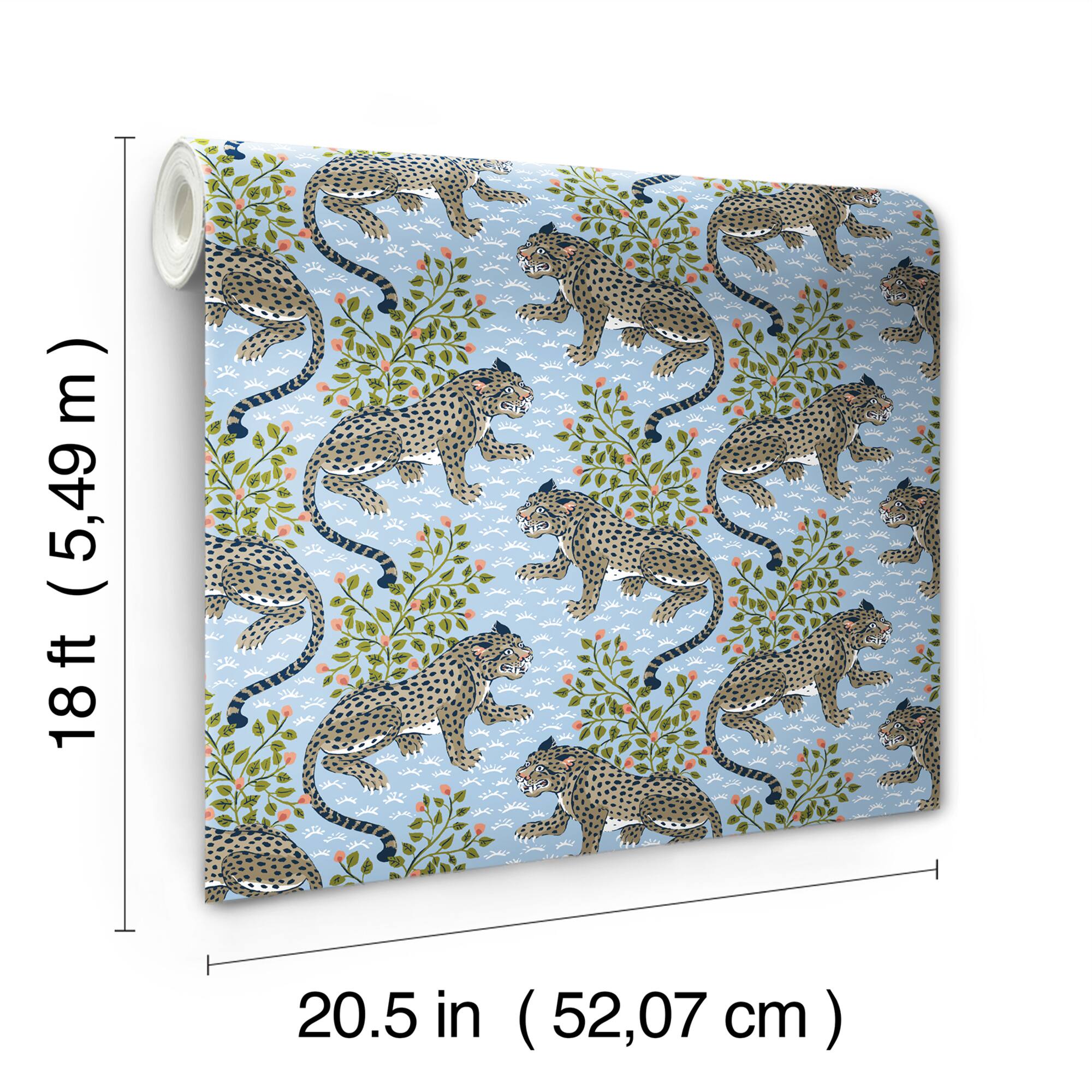 PrintFresh Bagheera Light Blue Peel & Stick Wallpaper
